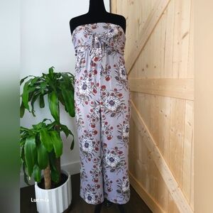 MADEWELL women's‎ size 12 floral print strapless tie-front jumpsuit
